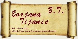 Borjana Tijanić vizit kartica